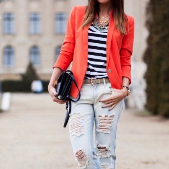 Coral Orange Lightweight Spring Blazer - Picture 8 of 8